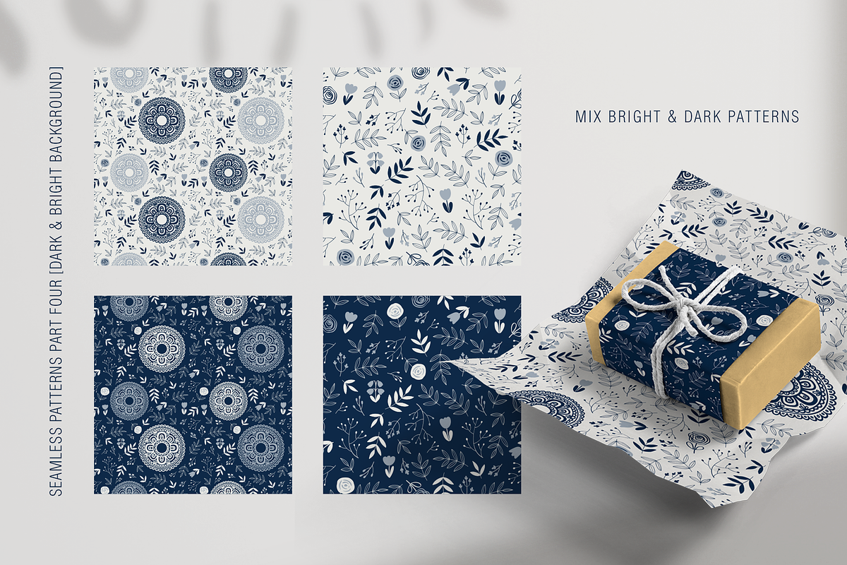 Indigo Seamless Patterns, a Pattern Graphic by Tkoko vectors & patterns (Photo 9 of 16)