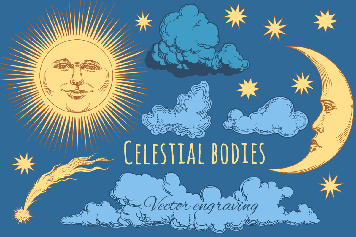 Set Celestial Bodies, an Object Graphic by Vector Engraving (Photo 1 of 2)