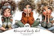 Whimsical Curly Girl Clipart Bundle, a Seasonal Illustration by CreationArt (Thumbnail 1 of 7)