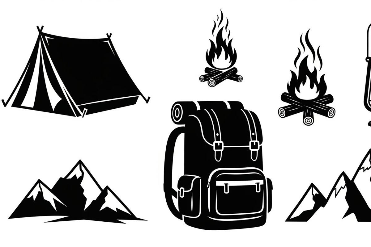 Camping Adventure Silhouette Icon, an Illustration by Artivon (Photo 48 of 51)