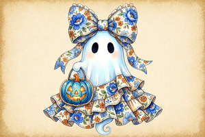 Coquette Halloween Ghost Png, a Work Illustration by Sublimation Artist