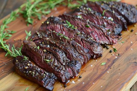 Savory grilled hanger steak resting, a Photo by Iftikhar Alam
