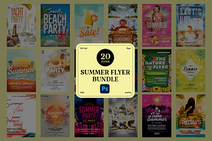20 Summer Flyer Bundle, a Social Media Template by PopotLane