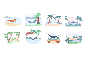 Places for rest with hammocks, an Object Illustration by Valerie Bodnar