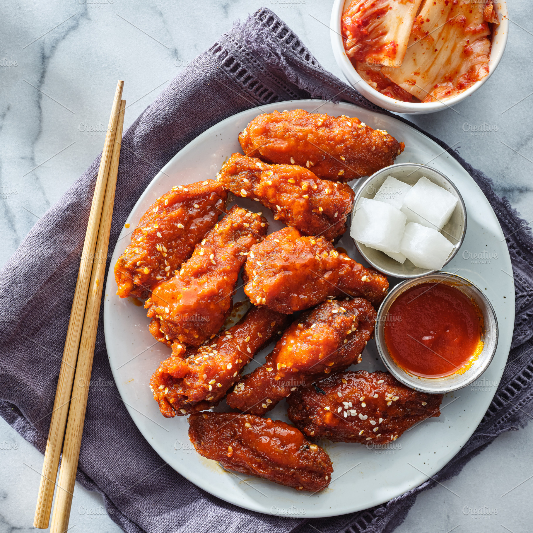 korean fried chicken wings, a Food & Drink Photo by RezArt