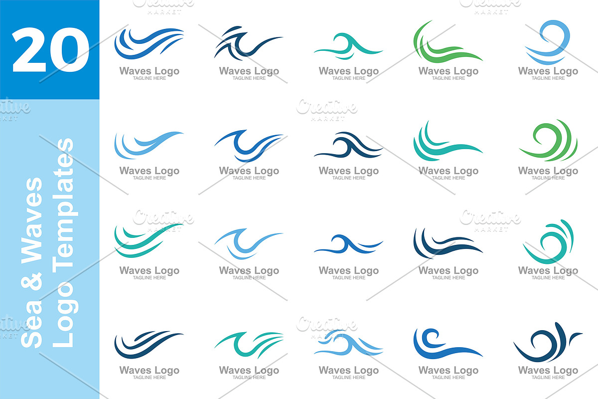 20 Logo Sea & Waves Templates Bundle, a Branding & Logo Template by Friendesigns (Photo 1 of 21)