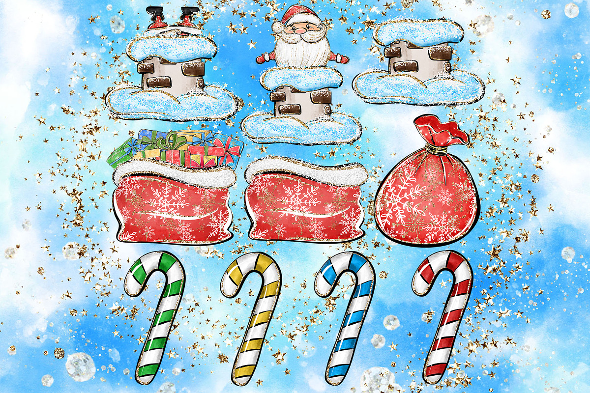 Ho-Ho-Ho christmas clipart set, a Decorative Illustration by JuliaStarArt-FantasyHome (Photo 6 of 10)