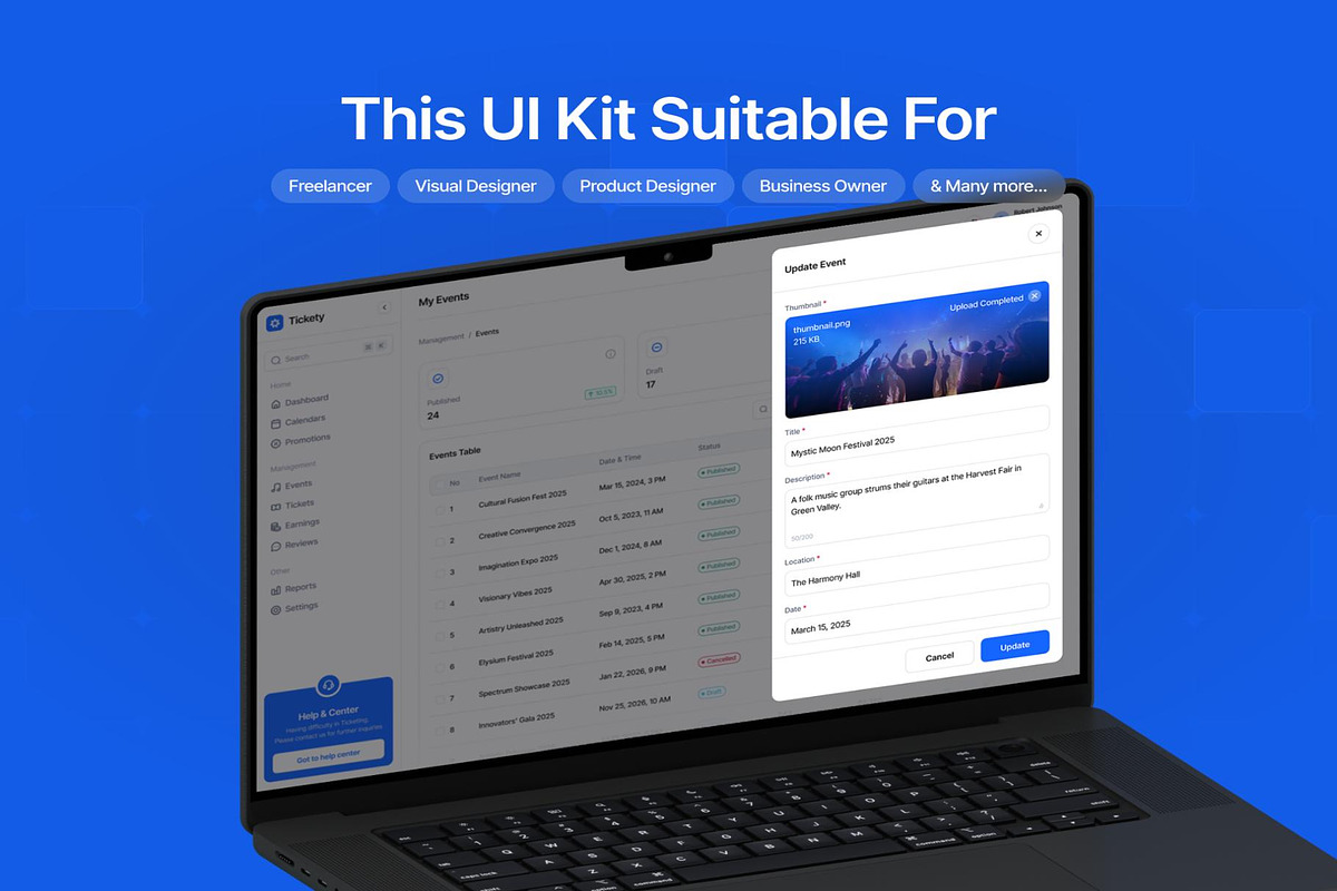 Tickety Coded SaaS Event Ticket, a React Template by Lumina_ui_ux202 (Photo 7 of 7)