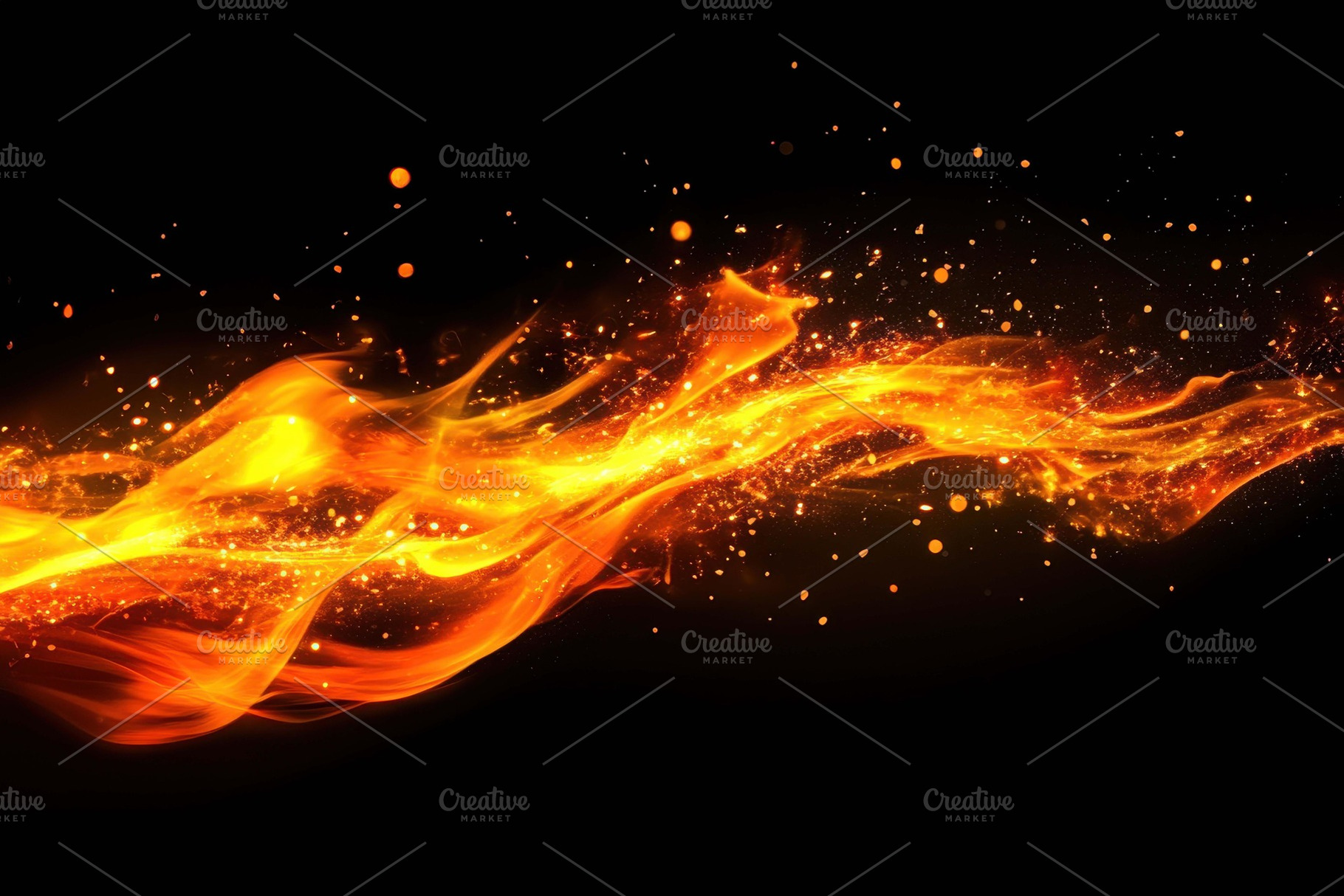 Vibrant flames dance across a dark b, a Photo by Tanuart