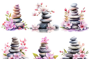 Zen Stones Spa Art Clipart Bundle