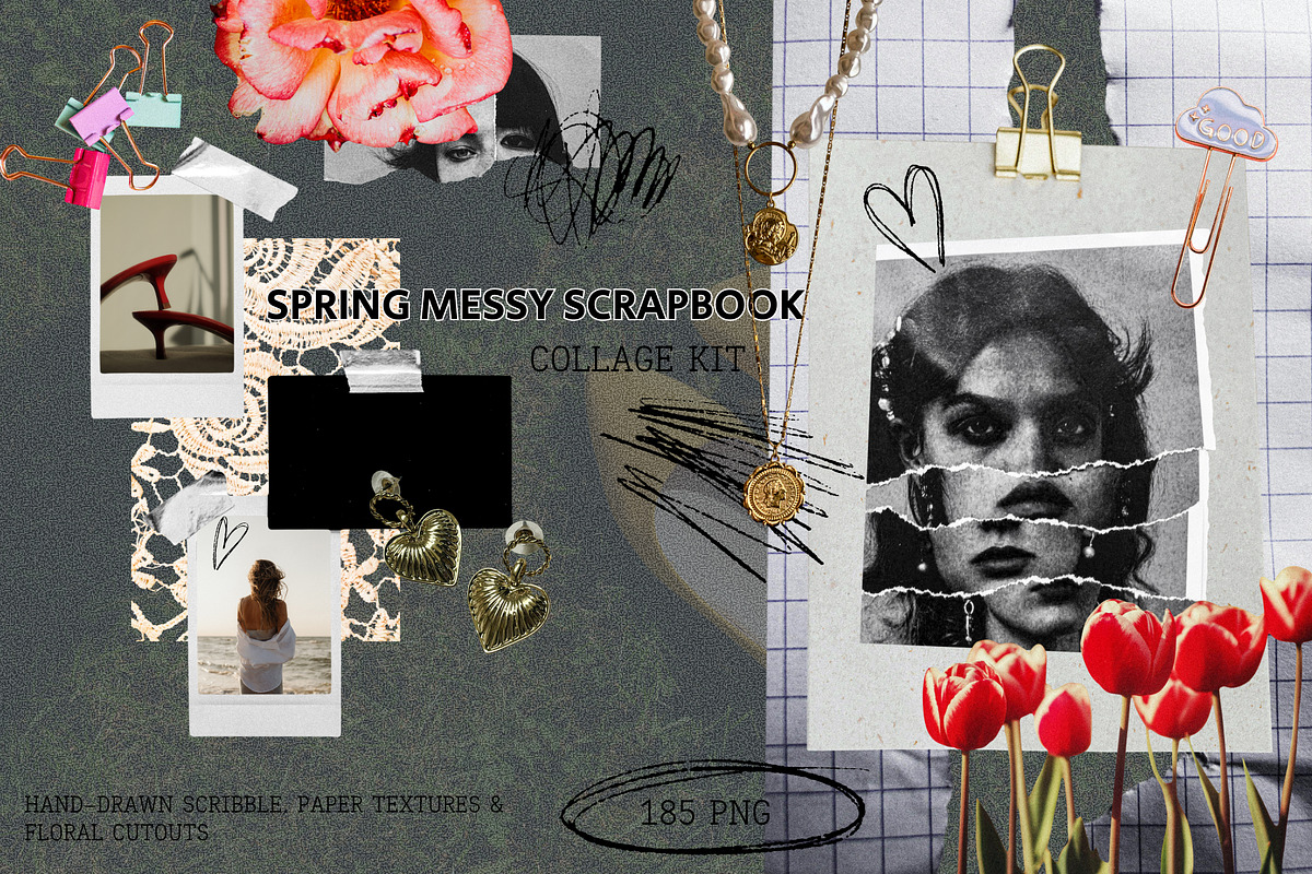 Messy Scrapbook: Spring Collage Kit, an Object Graphic by Anzhelika (Photo 1 of 12)