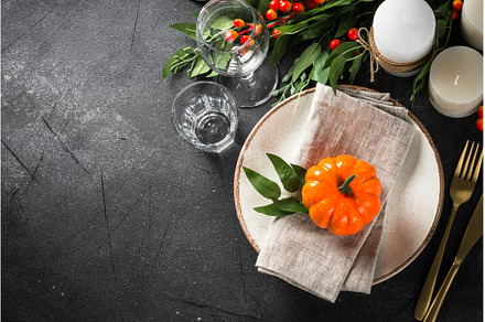 Autumn table setting with plate, a Food & Drink Photo by Nadia-nb