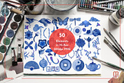 Chinoiserie Blue Watercolor Patterns, a Pattern Graphic by Millusti (Thumbnail 2 of 11)