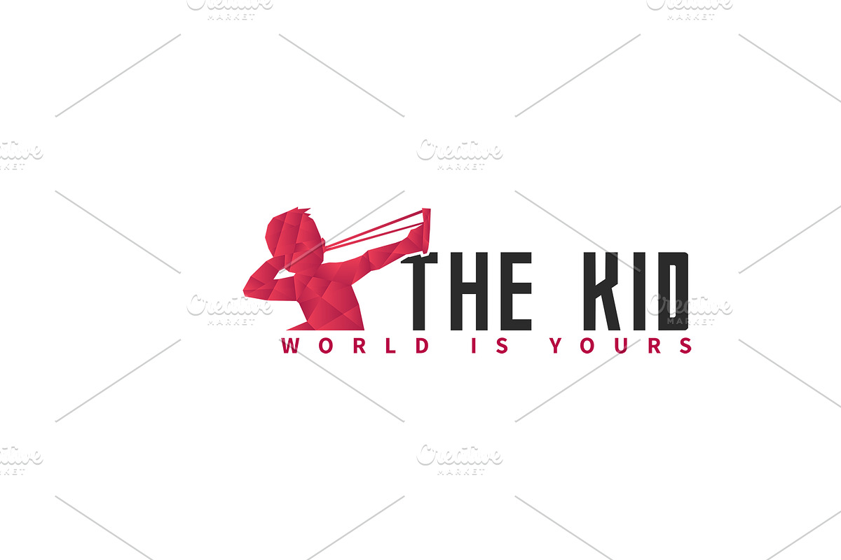 Polygon Kid with Slingshot logo, a Branding & Logo Template by Piro Concept (Photo 1 of 4)