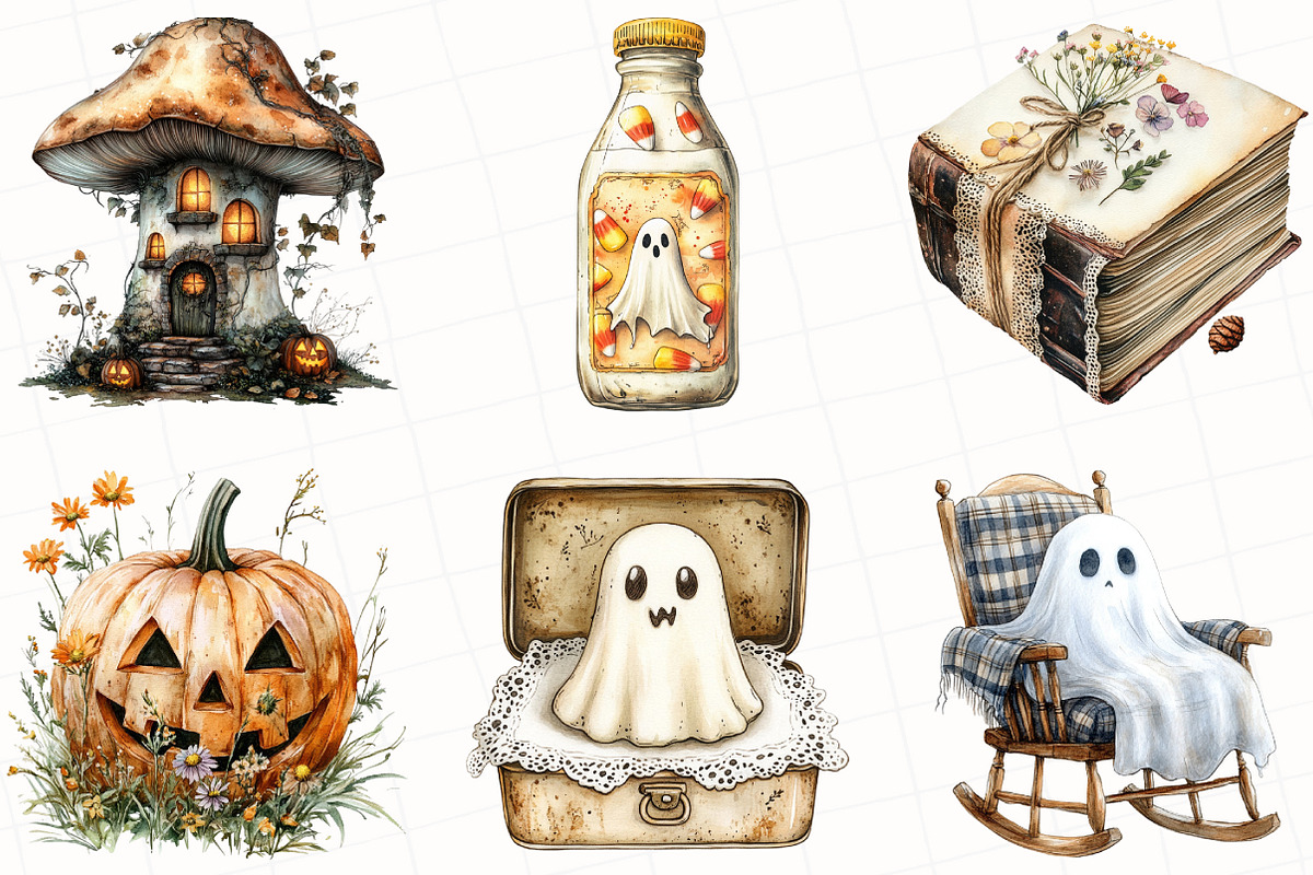 Halloween Cottagecore Clipart, an Illustration by OK Design (Photo 5 of 5)