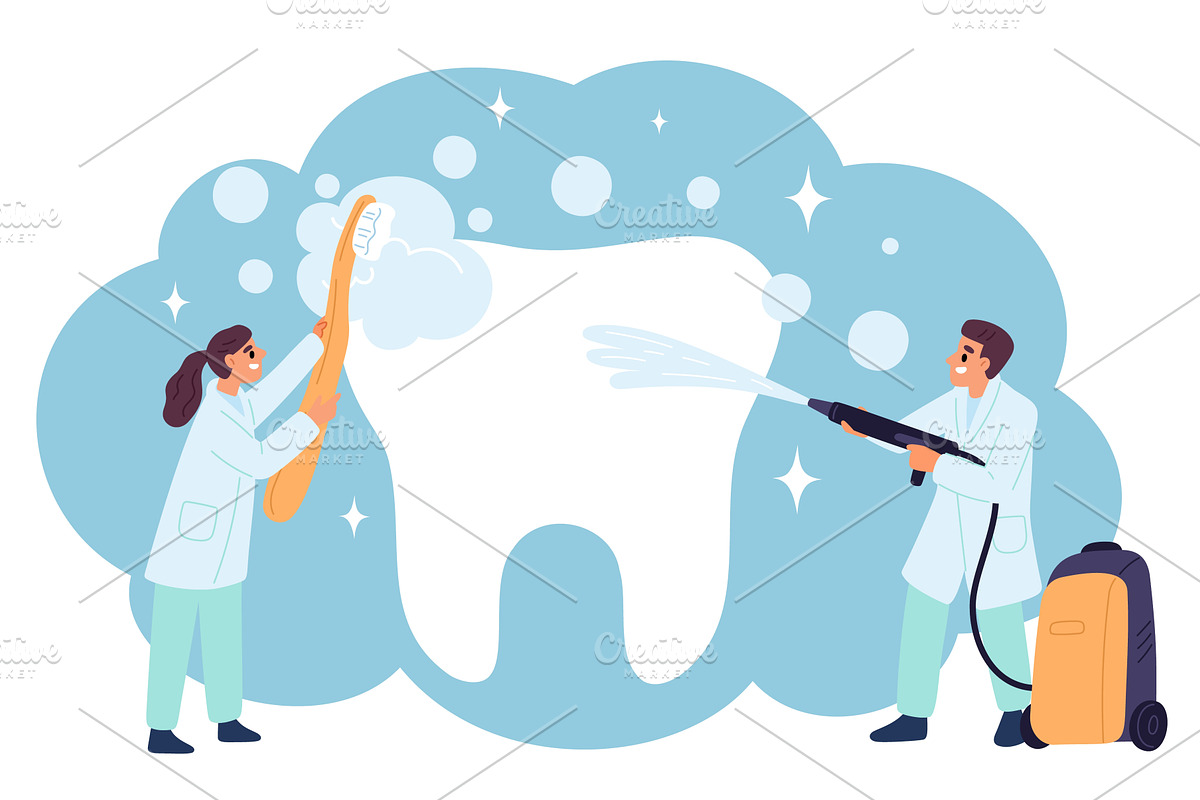 Dentists man and woman cleaning big, a Healthcare Illustration by Vectorbuum