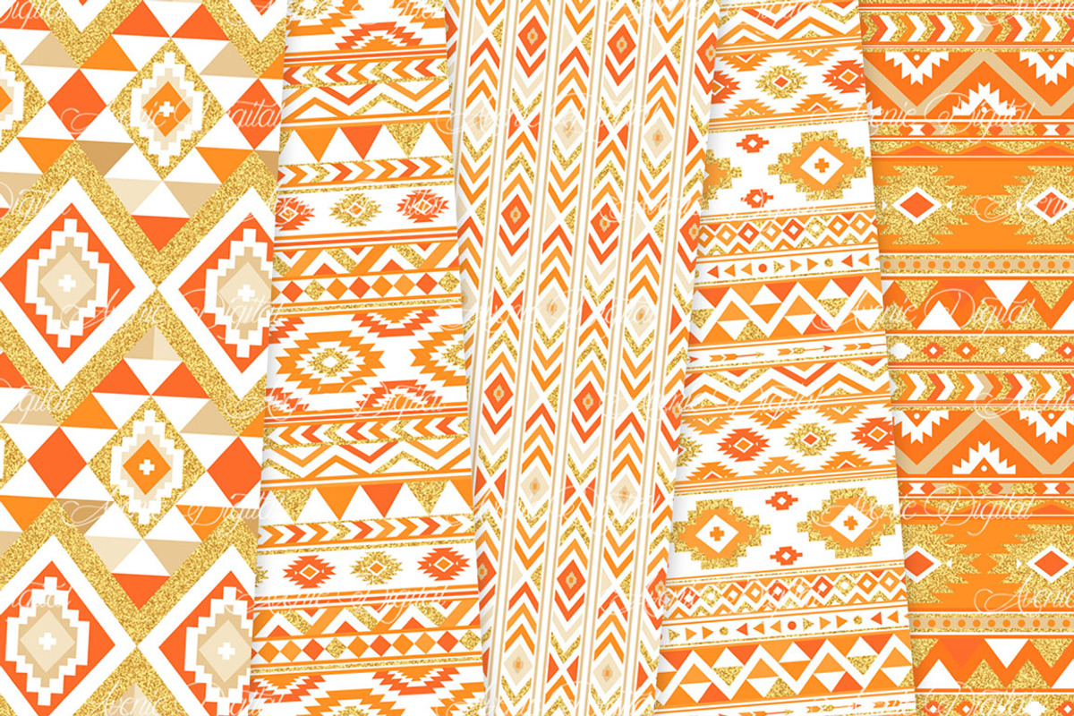 Orange & Gold Boho Seamless Patterns, a Pattern Graphic by Avenie Digital (Photo 4 of 4)