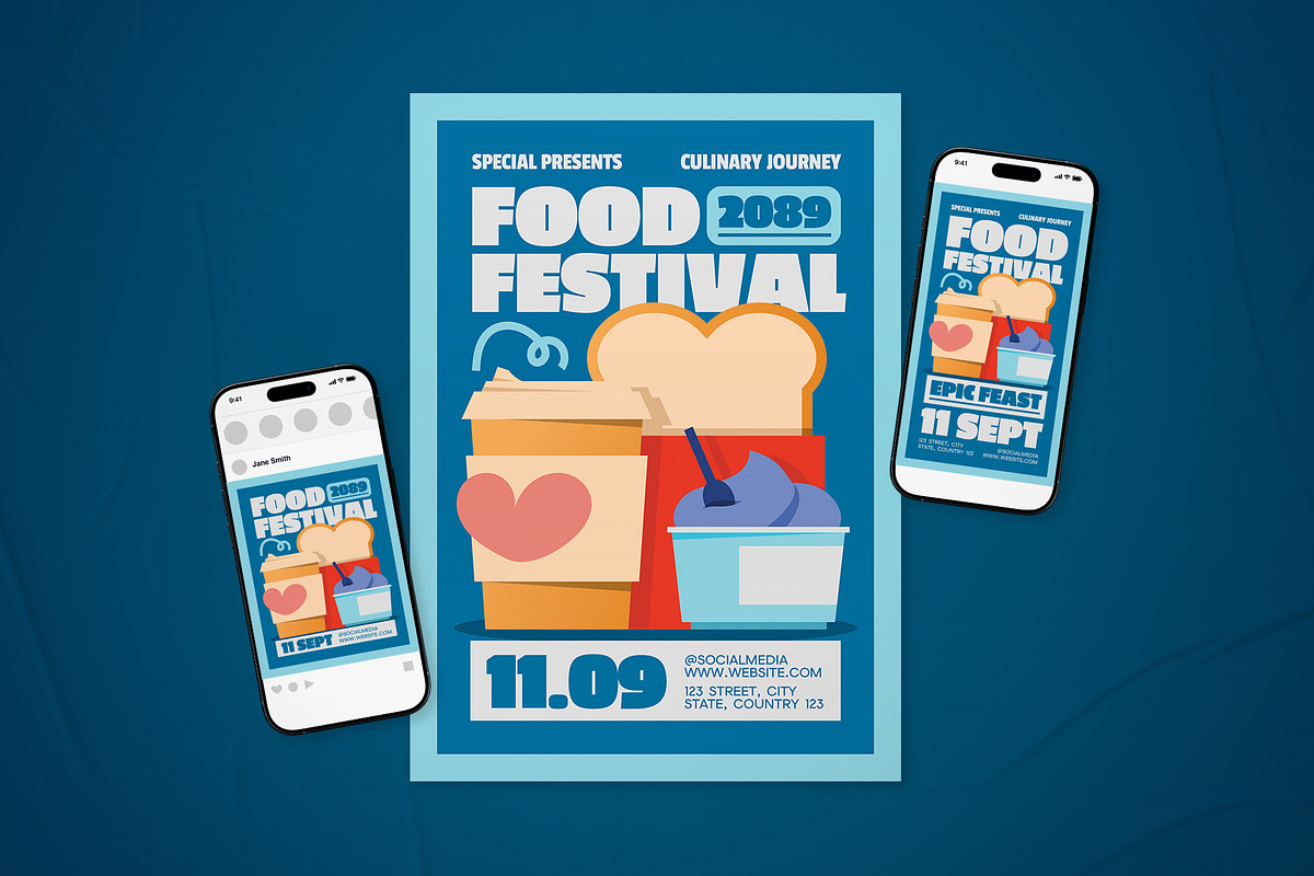 Food Festival Event Flyer Set, a Flyer Template by The Good Store (Photo 1 of 2)