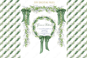 Forest Green Velvet Bow Christmas, a Graphic by LABFcreations