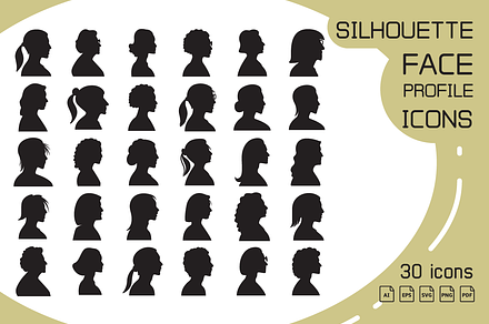 Silhouette Woman Avatars Side View, a Person Illustration by Designfour