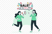Young Woman with Megaphone Discount, an Object Illustration by Partikusi Design (Thumbnail 3 of 3)