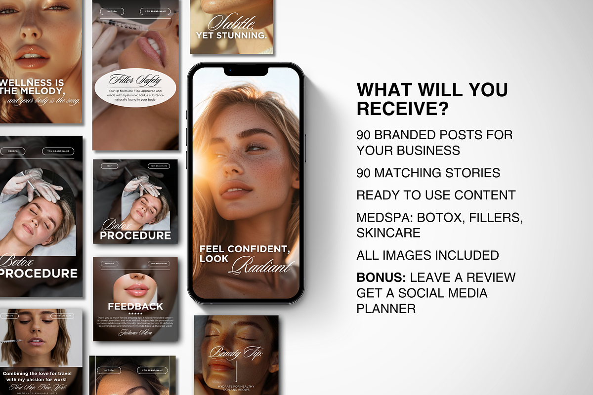 180 Medspa Social Media Templates, a Social Media Template by DesignsbyMariaStudio (Photo 2 of 10)