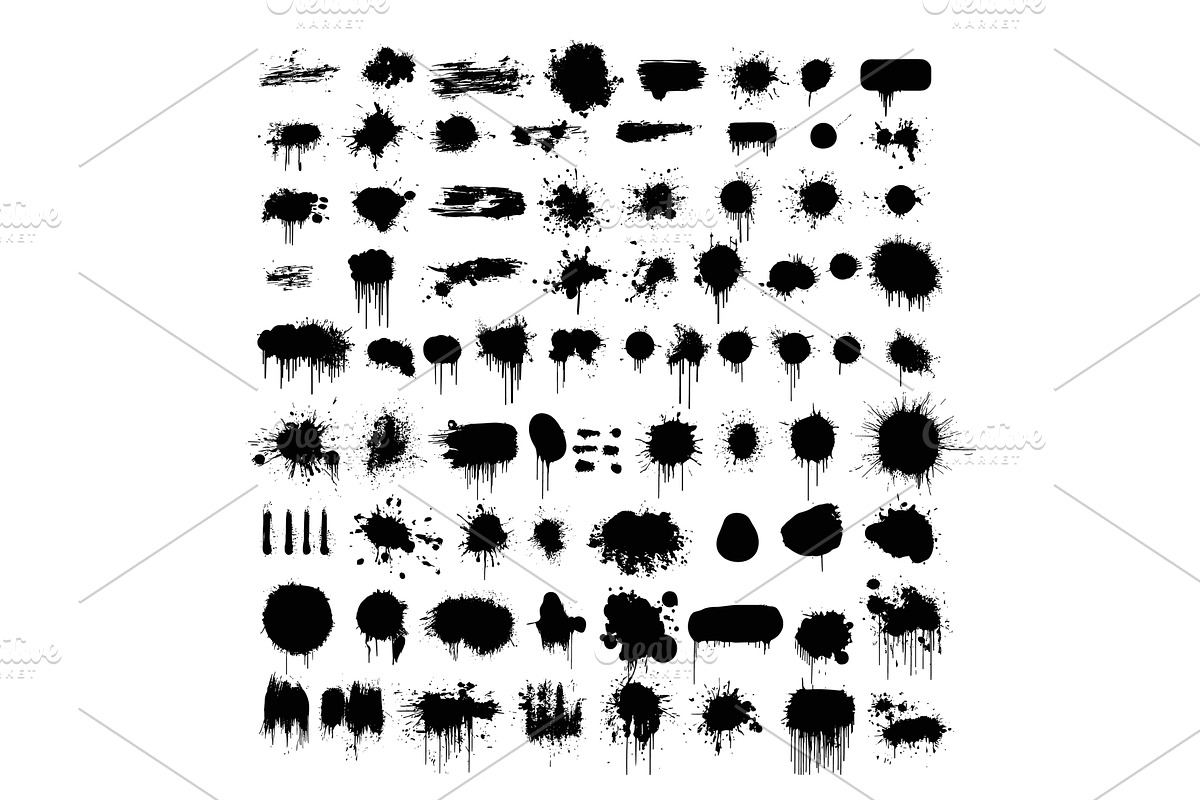 Black graffiti sprays. Splashes, an Illustration by Stock-Smart-Start