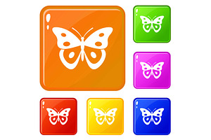 Butterfly Pierid Icons Set Vector