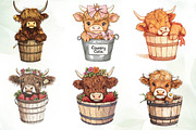 Cute Highland Cow in a Bucket Clipar, an Illustration by CreationArt (Thumbnail 4 of 7)