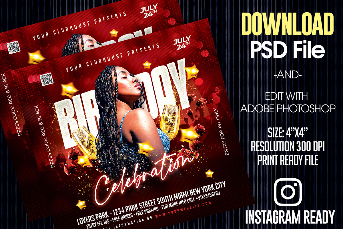 Birthday Party Flyer Template, a Templates & Theme by MithilaCreation (Photo 3 of 5)