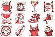 Hand Drawn New Year Clipart, an Illustration by OK Design (Thumbnail 3 of 6)