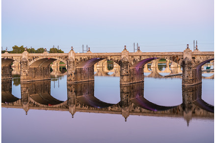 Reflections of Market Street bridge, an Architecture Photo by Backyard Stock