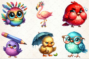 Watercolor Funny Bird Clipart, an Illustration by Rose Art (Thumbnail 3 of 7)