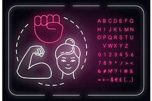 Woman Power Neon Light Concept Icon