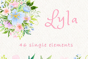 Pink Blue Purple Floral Clipart