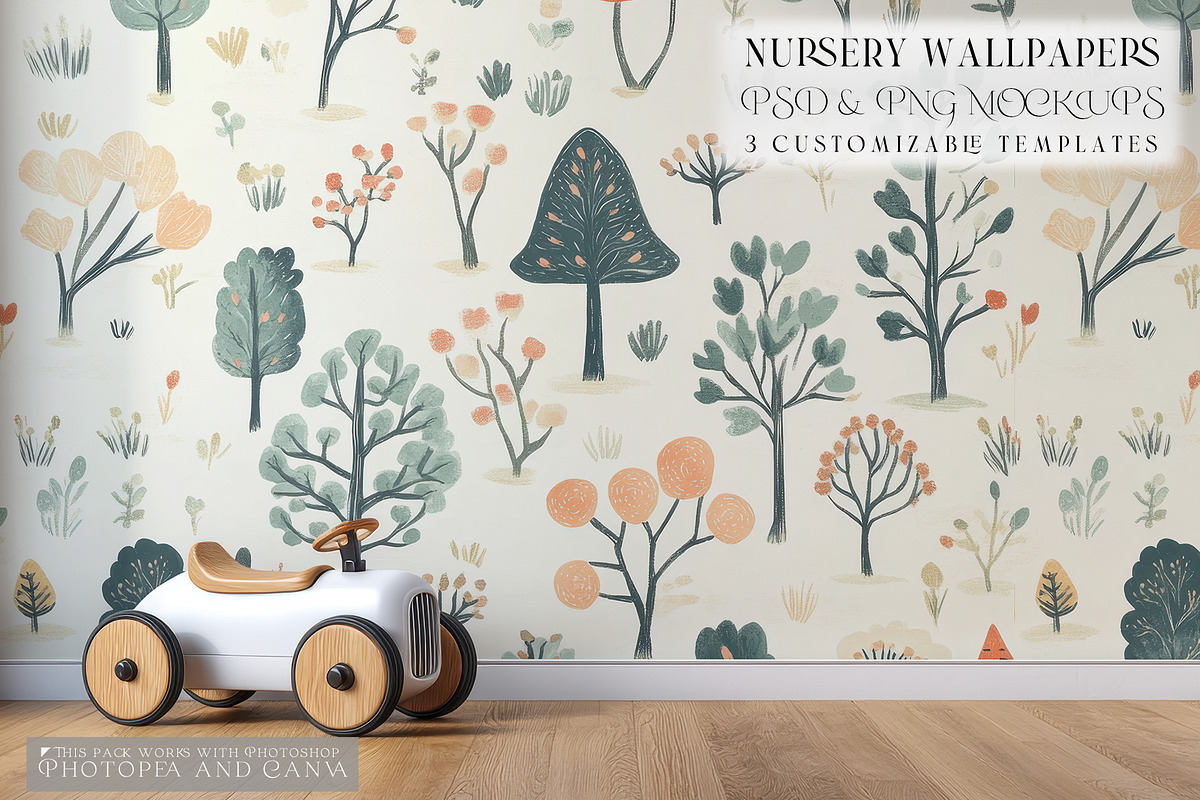 Nursery Wallpaper PNG & PSD Mockups, a Product Mockup by mock-ups (Photo 1 of 12)