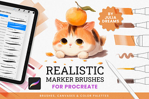 Realistic Marker Procreate Brushes, a Brush Add-On by Julia Dreams