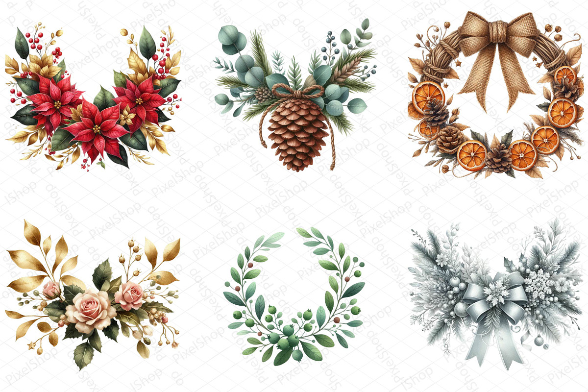 Christmas Garlands Sublimation Clipa, an Illustration by DreamPrint404 (Photo 3 of 4)