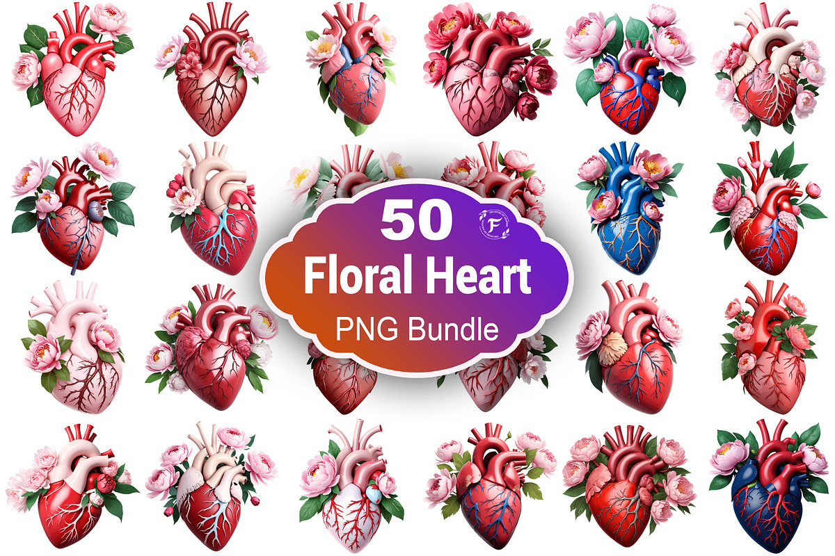 Floral Heart Clipart, an Illustration by Forhadx5 (Photo 1 of 5)