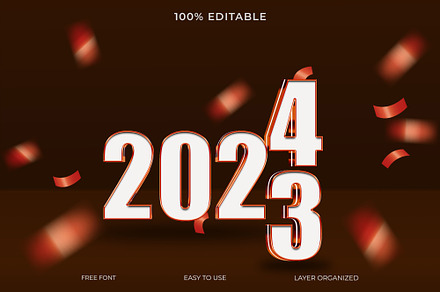 Happy New Year 2024 3D Text Effect