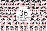 Valentine Penguins Alphabet PNG, an Animal Illustration by KennedyStudio (Thumbnail 1 of 5)