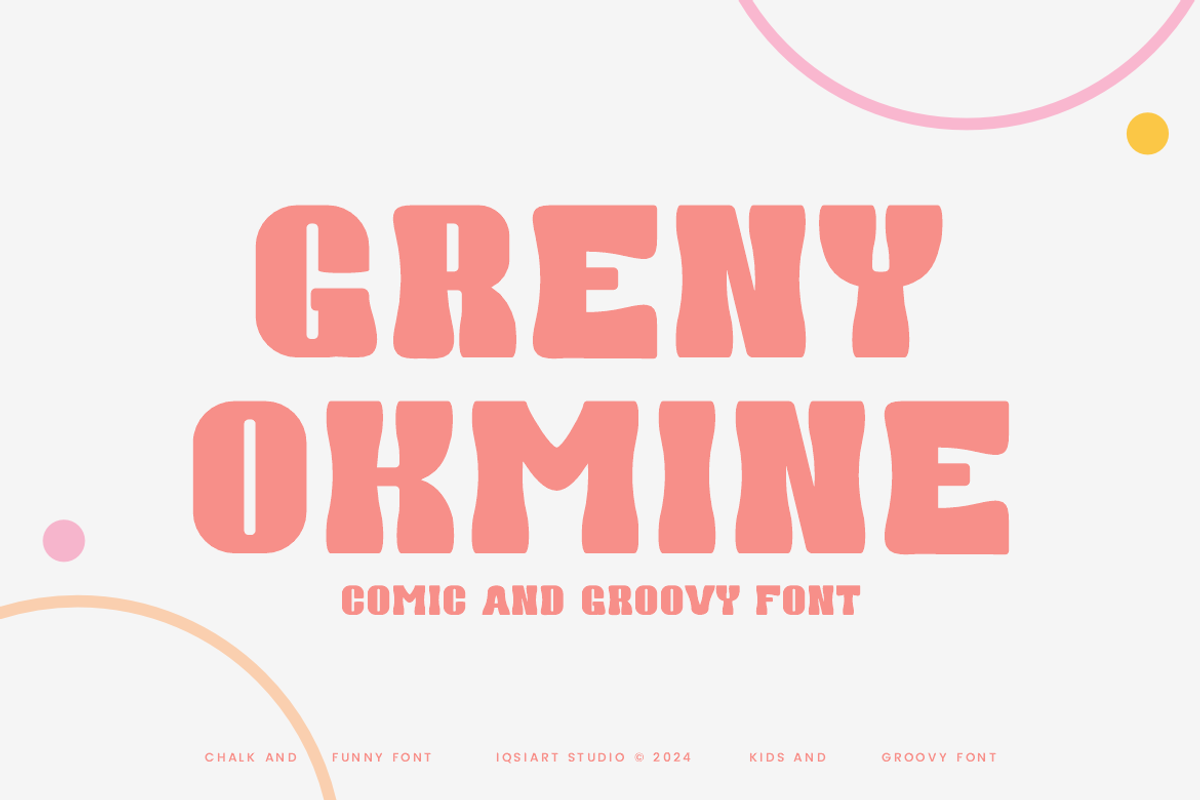 Greny Okmine - Groovy Font, a Sans Serif Font by Iqsiart Studio (Photo 1 of 6)
