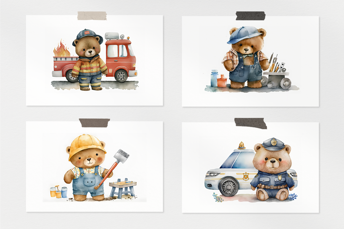 Cute Bears Watercolor Collection, a Decorative Illustration by artsy-fartsy (Photo 6 of 12)