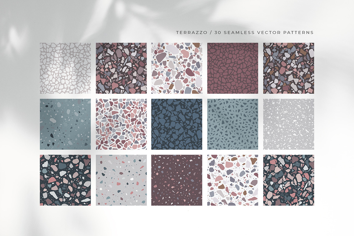 30 Terrazzo Patterns Seamless Vector, a Pattern Graphic by DESIGN BY nube