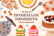 Sweet Homemade Desserts, a Food Illustration by vik.stock (Thumbnail 1 of 5)