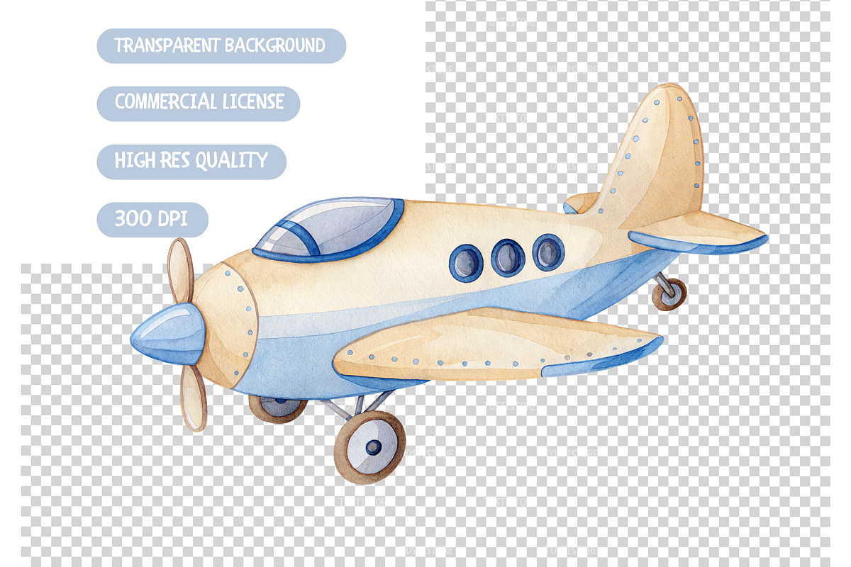 Watercolor Air Transport Clipart, an Illustration by TatiMockup (Photo 5 of 5)