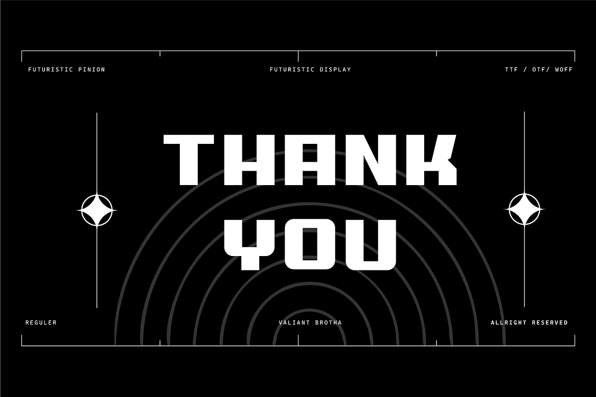 VB Brinio - Futuristic Display Font, a Sans Serif Font by VALIANTBROTHA (Photo 9 of 9)