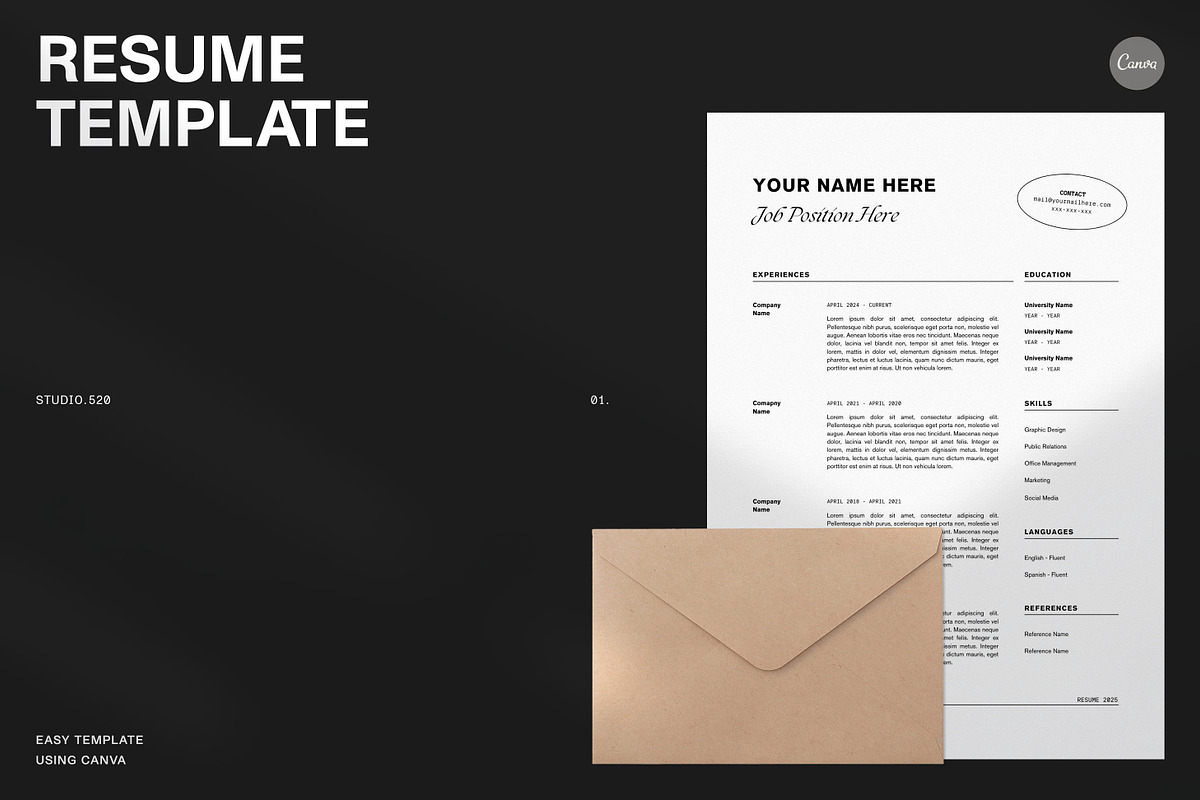 Minimal Resume Template, a Resume Template by Studio.520 (Photo 1 of 2)