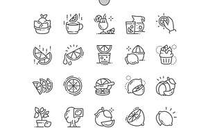 Citrus Fruits Line Icons