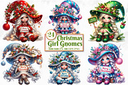 Christmas Girl Gnomes Sublimation, a Seasonal Illustration by Craft Nest (Thumbnail 1 of 5)